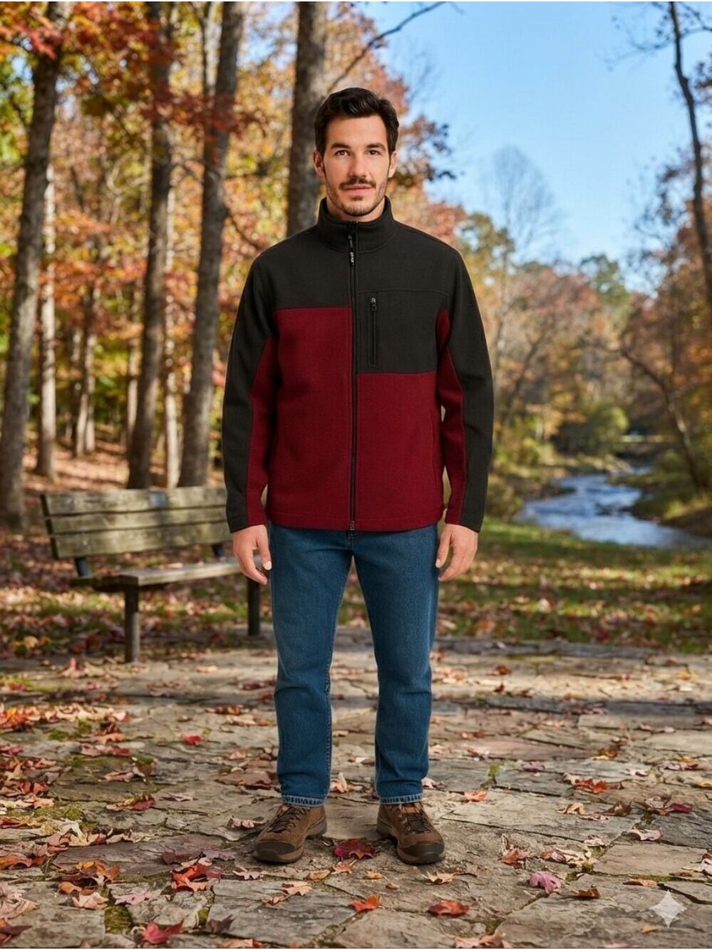 Swiss Tech Black & Red Soft Shell Fleece Lined Mens Stretch Zip Jacket Size Lge